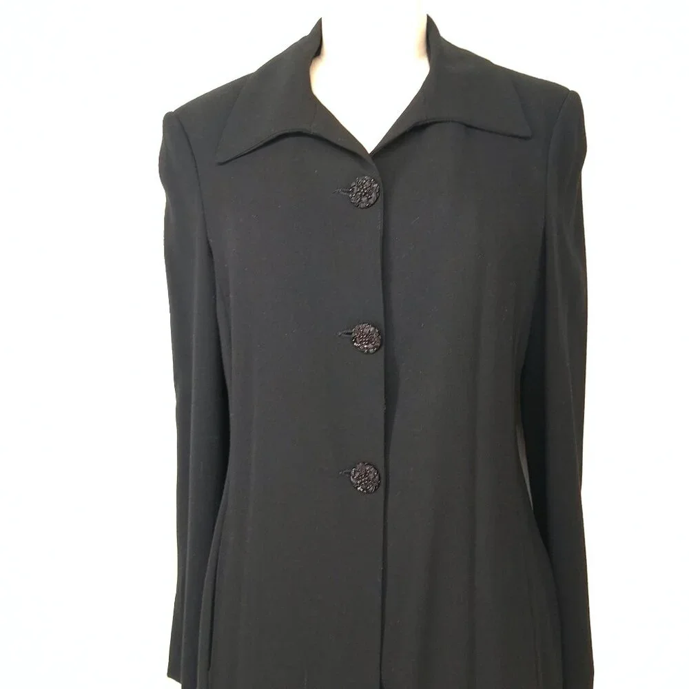Trelise Cooper Wool Embroidered Tapestry Coat Black Floral Longline NZ 4 US M - Picture 6 of 14